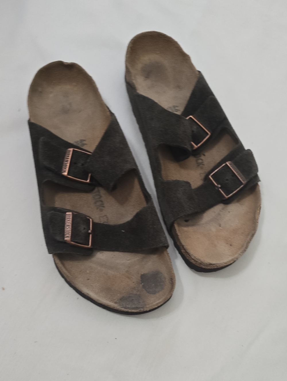 Birkenstock Dark Brown Suede Double-Buckle Slide